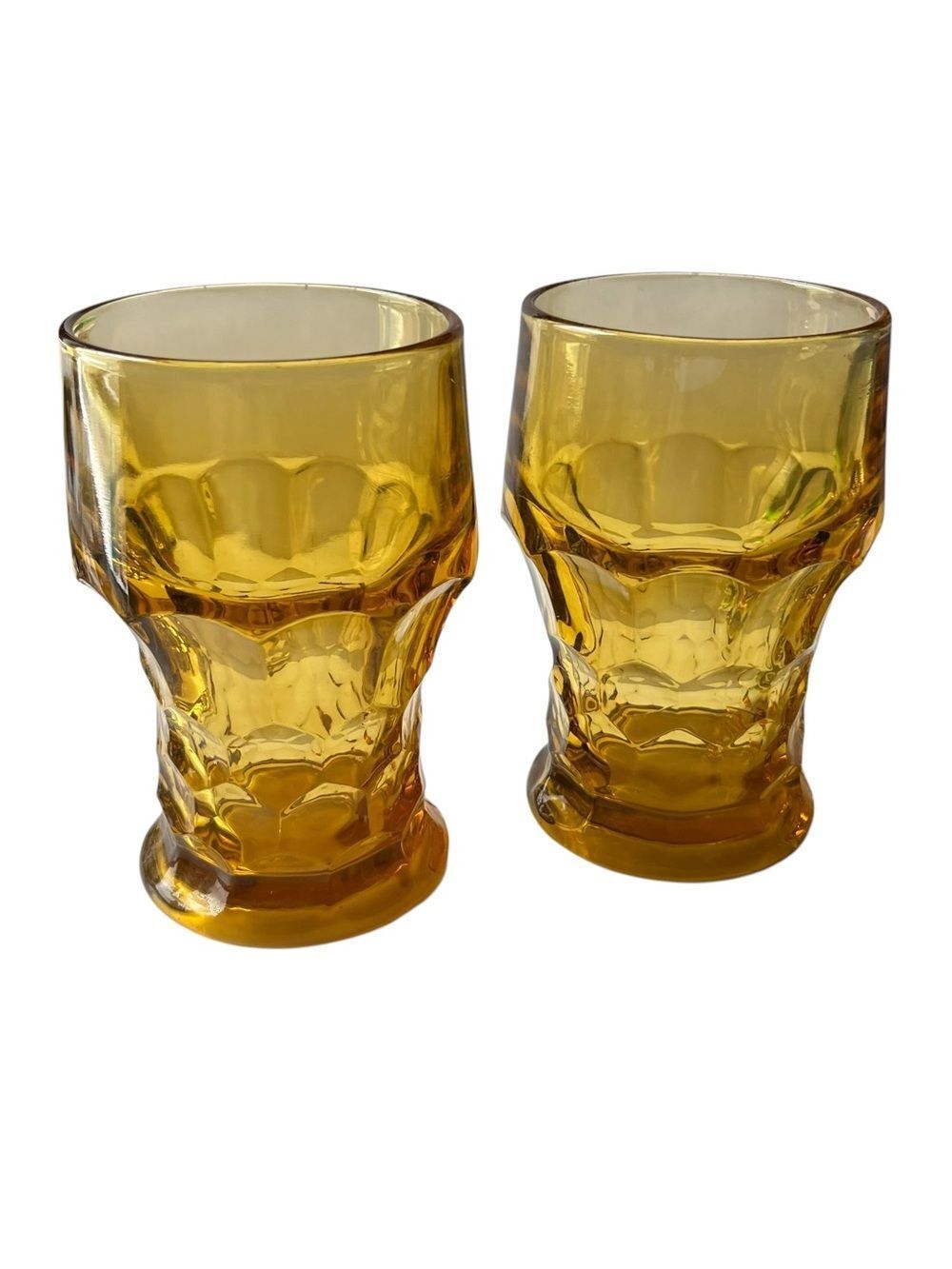 Vintage Anchor Hocking Amber Honeycomb Georgian Drinking Glasses